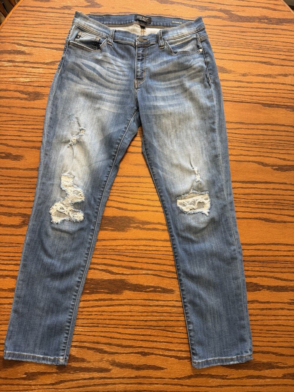 Judy Blue Boyfriend Fit Jeans 11/30 (32x30) Distressed Stretch JB8284MD